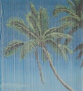 Bamboe vliegengordijn palm op strand 90x200cm