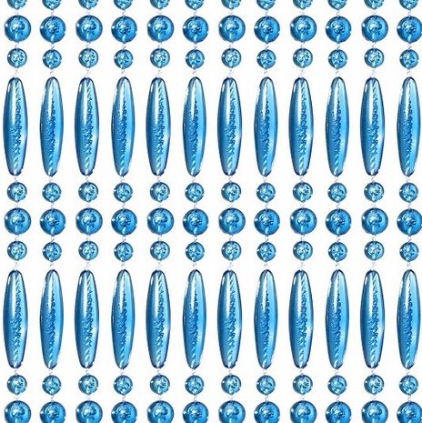 Vliegengordijn kralen recht blauw transparant 90x210cm